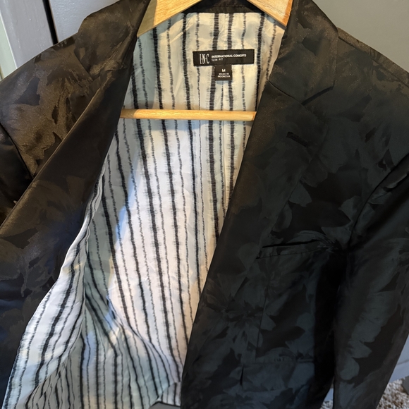 INC Men’s size medium black floral suit jacket “island breeze” slim fit - Picture 3 of 4